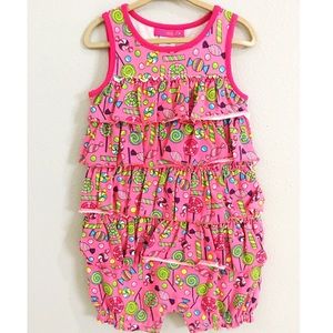 Jack and Jill Pink Candy Land baby girl romper 12M